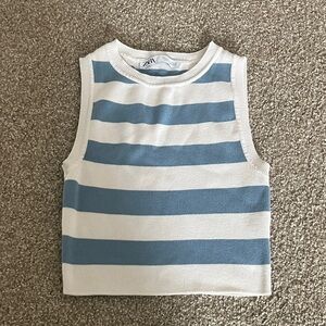 Zara Kids Striped Blue and White Tank Top